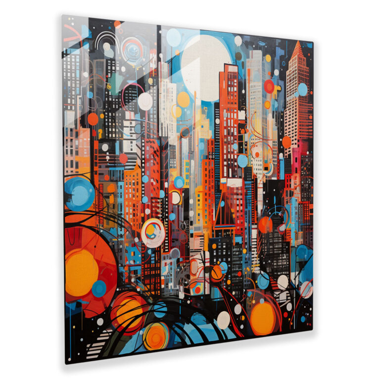 Lebendiges Mosaikglasbild: Geometrisches Glaswanddesign von New York City