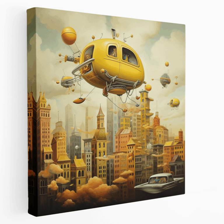 Fliegendes Taxi Surreal Leinwandbild