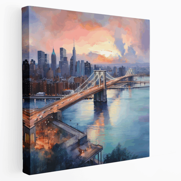 Leinwandbild Brooklyn Skyline Aquarell
