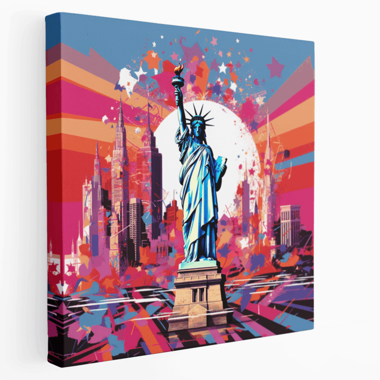 Leinwandbild im Pop-Art-Stil von New York-Sehenswürdigkeiten