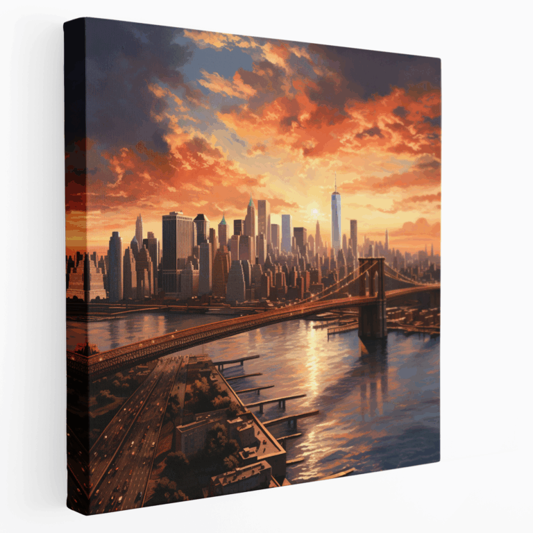 Leinwandbild Manhattan Sunset in fotorealistischer Optik
