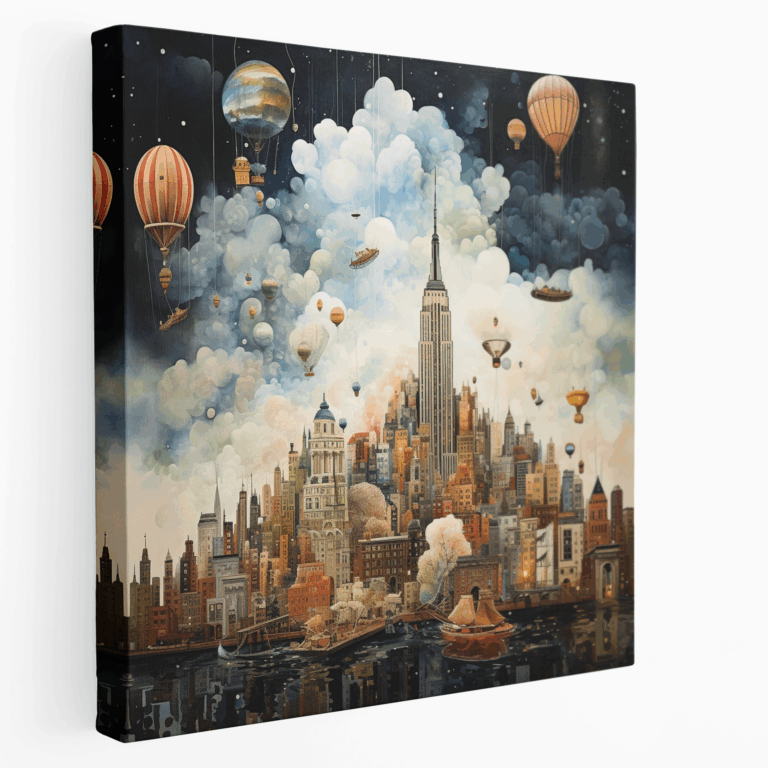 Verschmelzung städtischer Traumlandschaften - Surrealistisches Leinwandbild