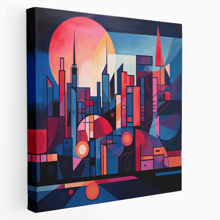 Abstraktes geometrisches Leinwandbild der Skyline von Brooklyn