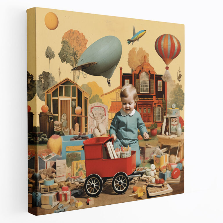 Vintage inspirierte Collage Wanddekoration für das Kinderzimmer - Erinnerungen Zuhause Nostalgie Dekoration