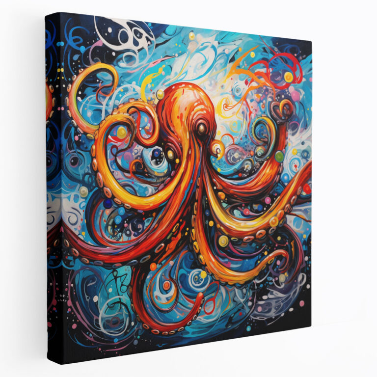 Leinwandbild Krake - Abstraktes Acrylgemälde Wandkunst - Krake Ozean Dekor Leinwand Wandkunst Wanddekoration