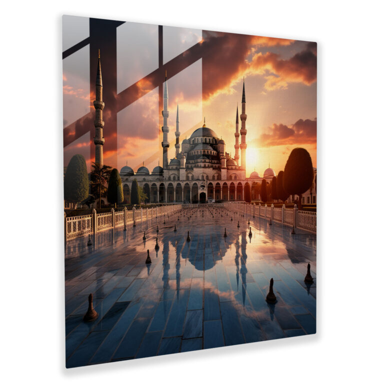 Blauer Moschee Glasbild - Osmanisches Reich Glas Wandkunst Glas Kunst