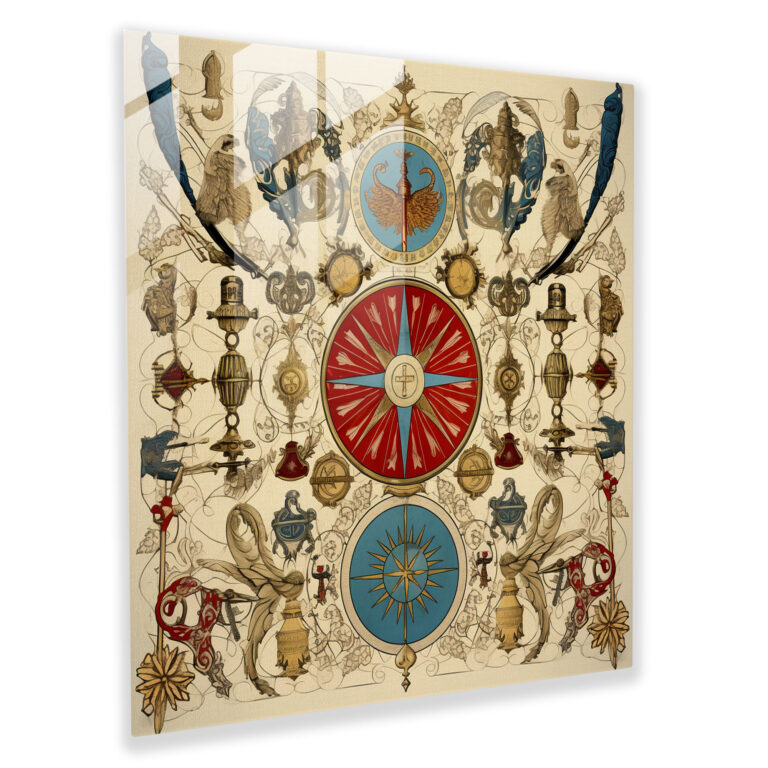 Ottoman Empire Flaggen Glasbild - Osmanisches Reich Flaggen Symbole Glaskunst