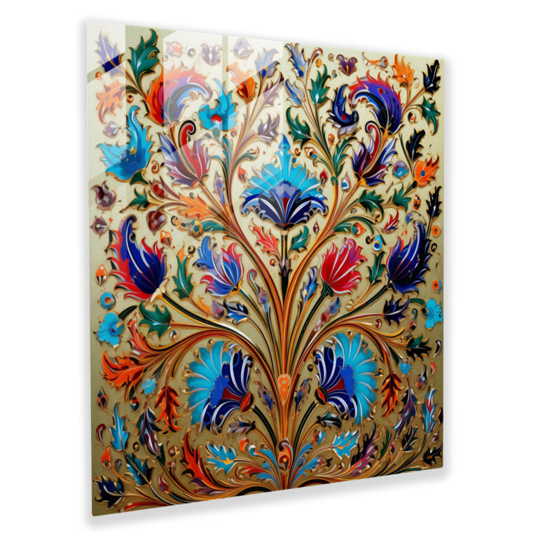 Ottomanisches Imperium Glasbild - Filigranes Textilmuster - Modernes Kunstwerk
