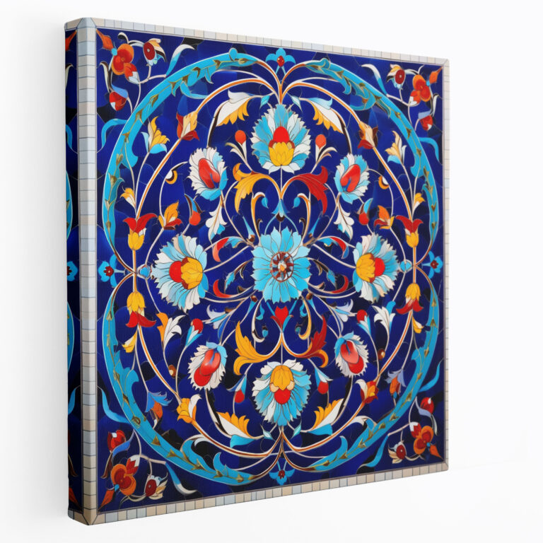 Leinwandbild mit traditionellem osmanischen Mosaik - lebendige Farben und detailreiche Muster