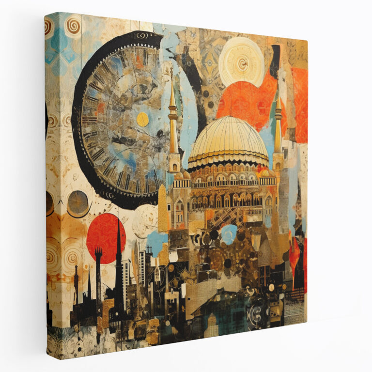Leinwandbild - Osmanische Motive und Texturen - Abstrakte Mixed-Media-Collage - Wanddekoration