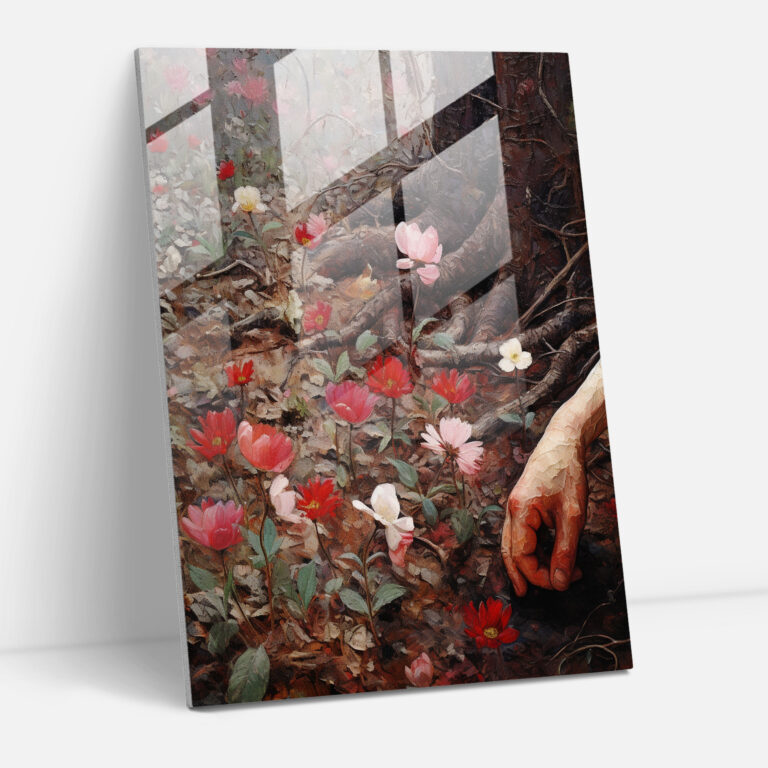 Glasbild Zyklus des Lebens - Alte Menschen Impasto Gemälde Verbundenheit zur Natur