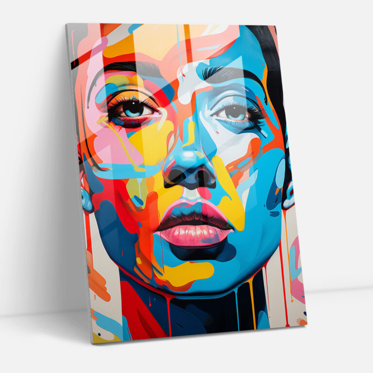Oppenheimer Glasbild - Auffällige Pop-Art - Exaggerierte Features Modernes Porträt