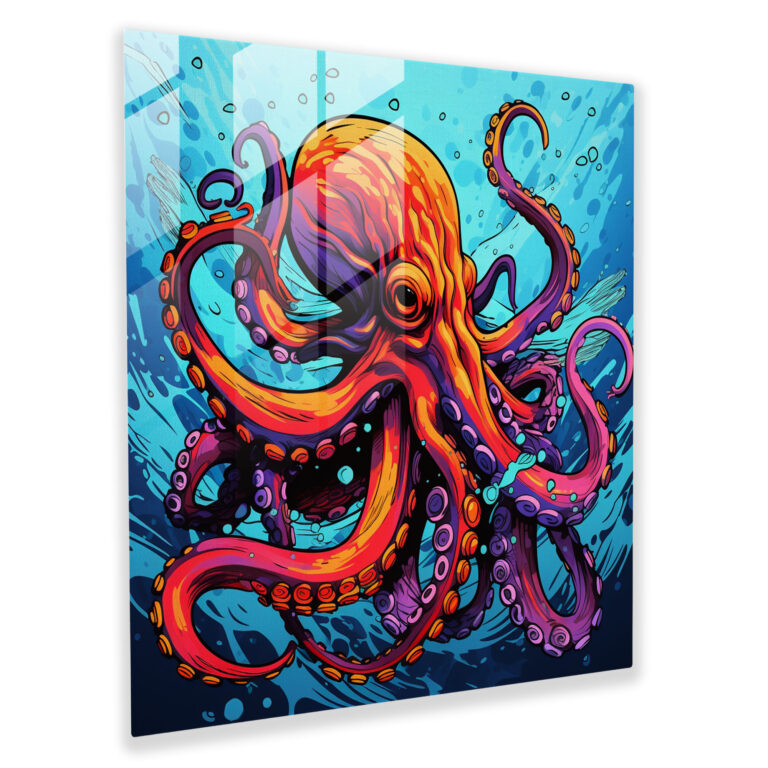 Glasbild Kraken - Krake Glaswandkunst Glasbild Glaskunst