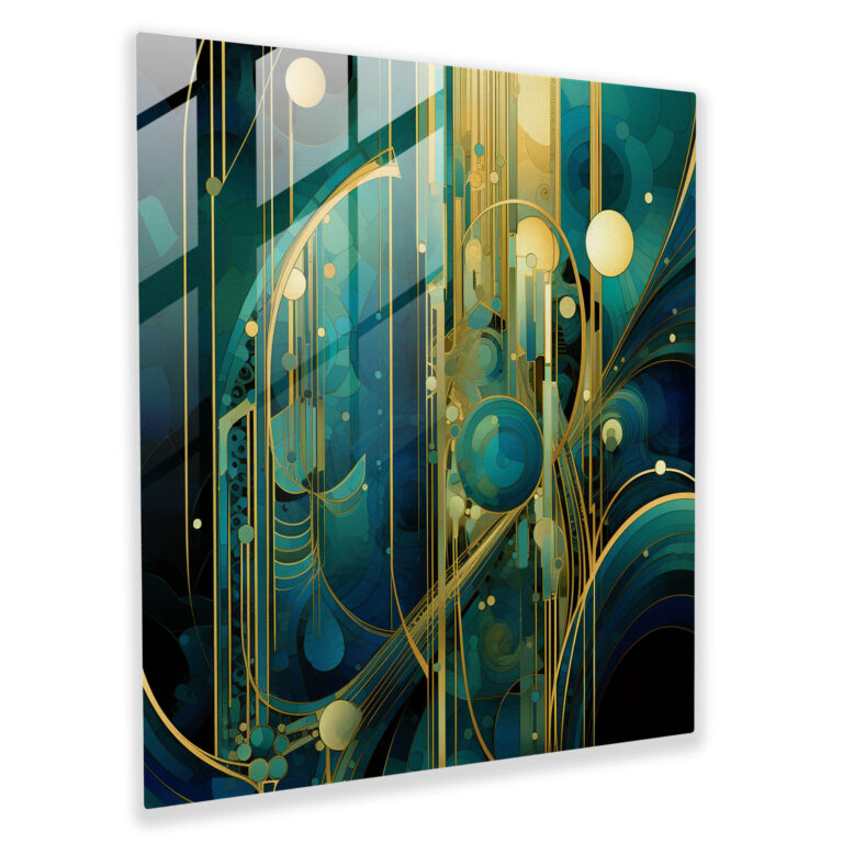 Papyrus Glasbild: Abstrakte ägyptische Muster - Papyrus Gold
