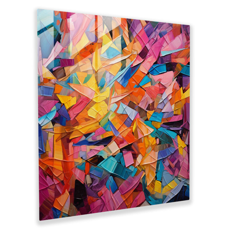 Papyrus Glasbild: Bunte Collage - Papyrus Farbenfroh Glas Wandkunst Mosaikmuster