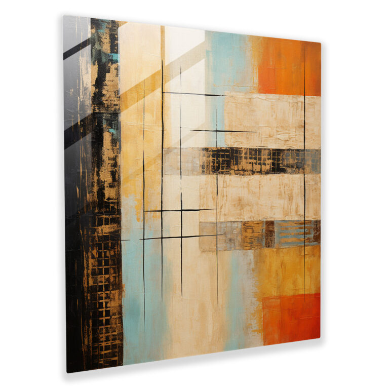 Papyrus Glasbild: Abstrakte Fusion aus Papyrus Mustern Texturen und Glas