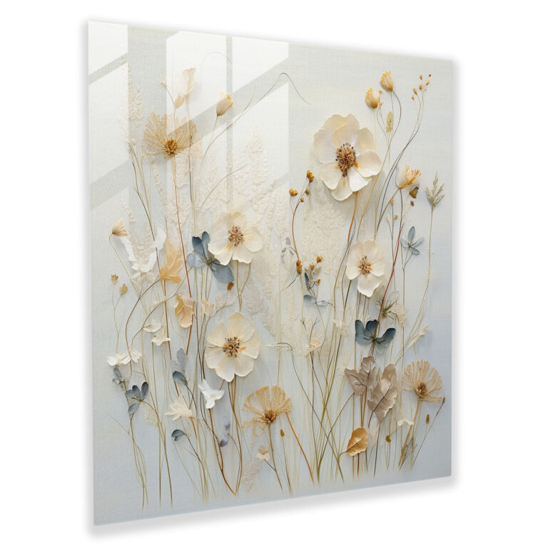 Papyrus Glasbild: Ätherische Natur - Wanddekoration Papyrus Blumen