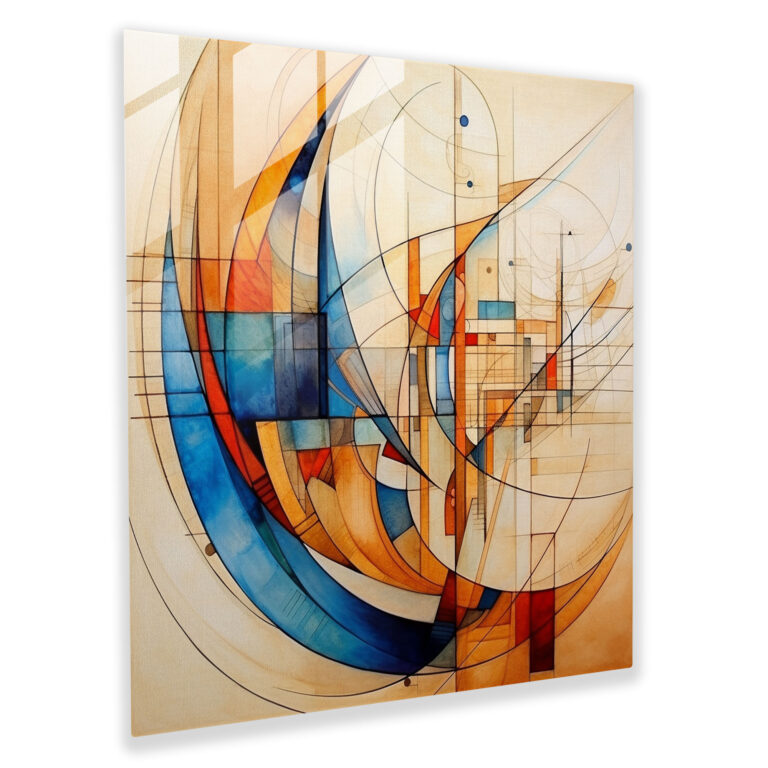 Papyrus Glaswandkunst: Abstrakte Harmonie - Papyrus Wanddekoration Glas Kunst Glaswandkunst