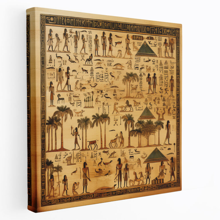 Papyrus Leinwandbild - Antike ägyptische Hieroglyphen Wandkunst - Papyrus Leinwand Wandkunst Wanddekoration