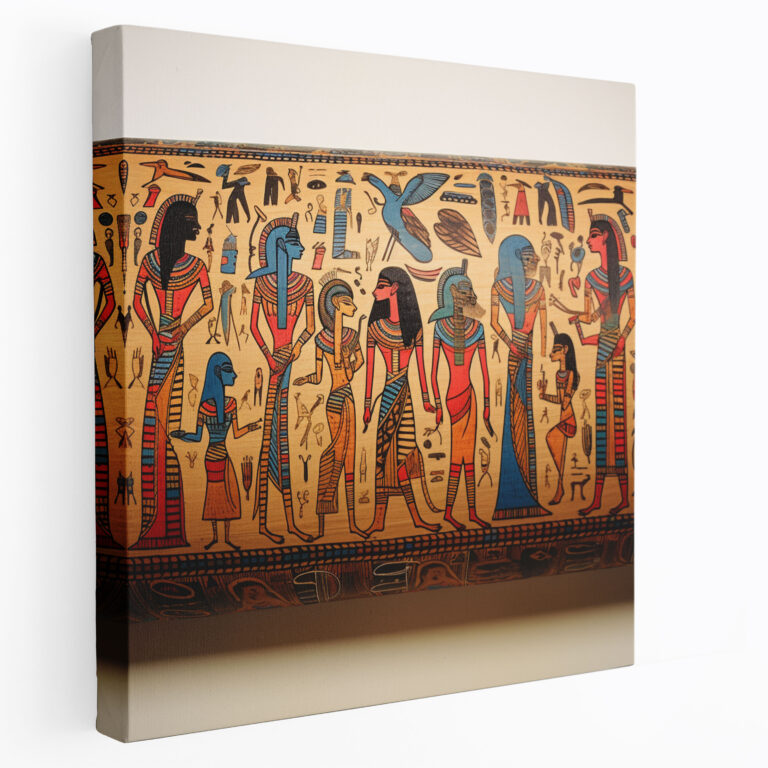 Papyrus Wandkunst - Handgemaltes Leinwandbild der antiken ägyptischen Götter - Papyrus Leinwandbild Leinwand Wandkunst Wanddekoration