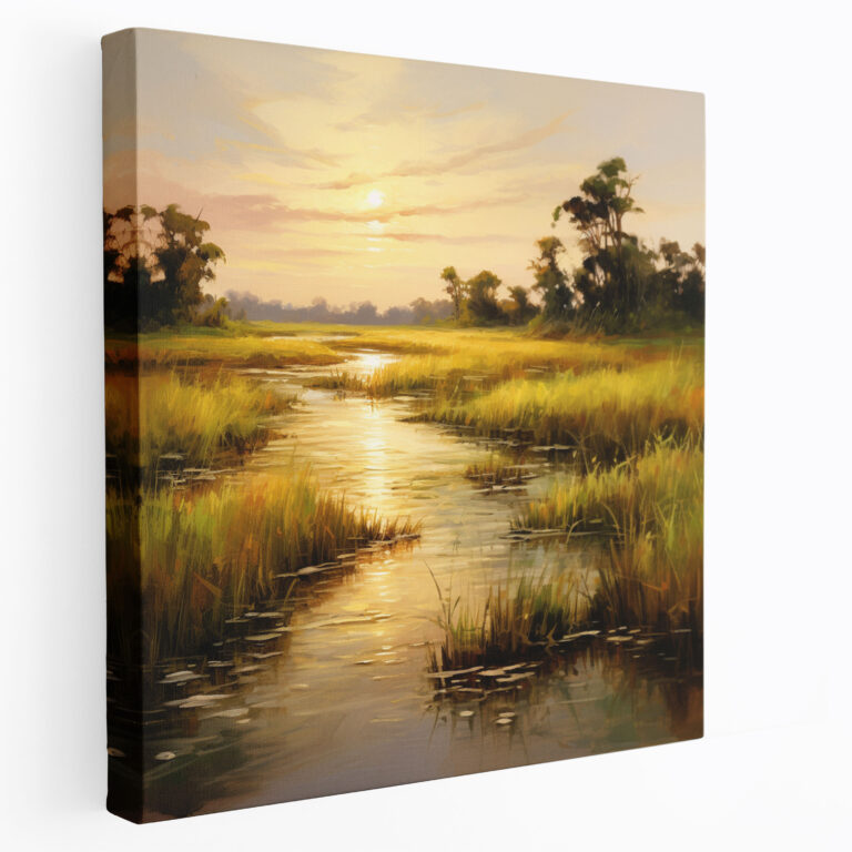 Papyrus Wandkunst - Ruhiger Fluss im impressionistischen Stil - Papyrus Gelassenheit Leinwandbild