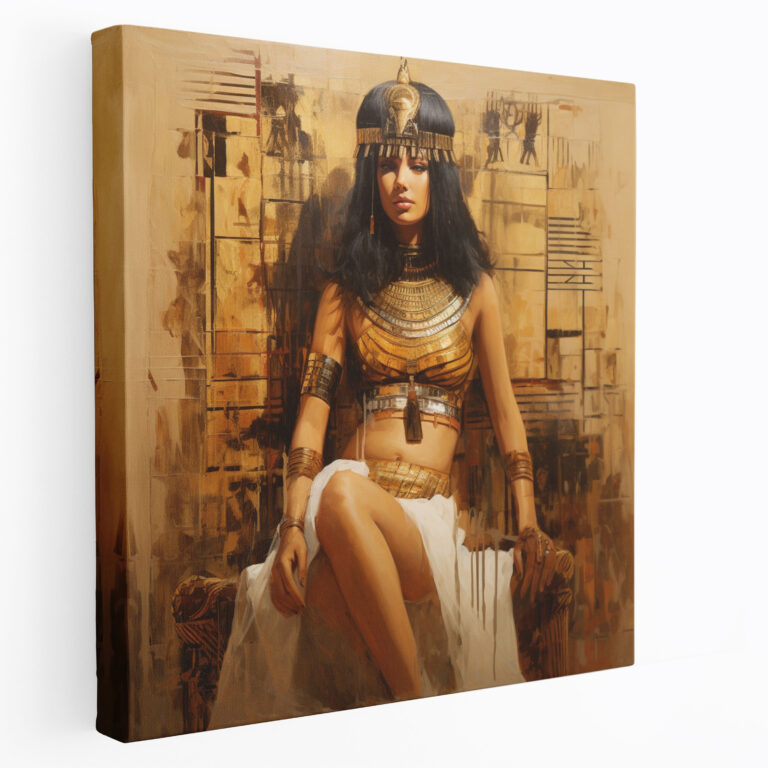 Papyrus Leinwandbild - Regal Cleopatra - Papyrus Wandkunst Wanddekoration Ägypten