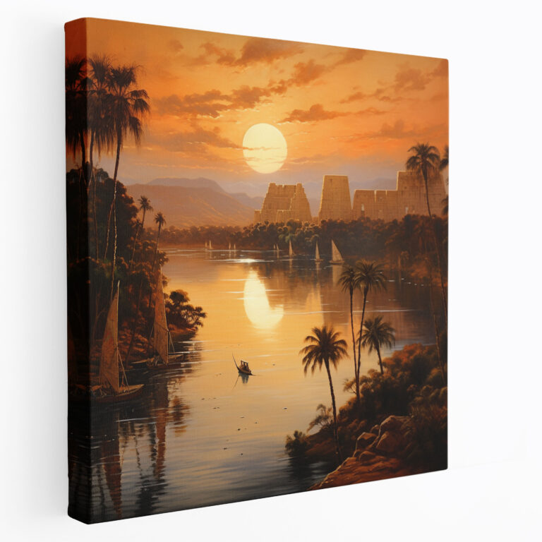 Papyrus Wanddekoration - Ätherischer Sonnenuntergang - Papyrus Ägypten Sonnenuntergang Wanddekoration