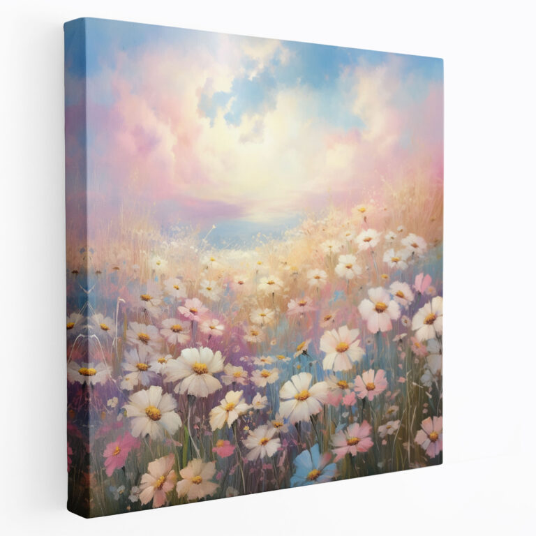 Pastellfeld Leinwandbild - Pastell Blumenwiese zartes Pastellgemälde