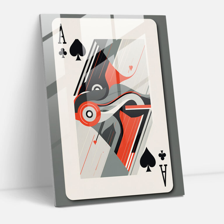Glasbild Spielkarten - Spielkarten dezente Farbakzente Glaswandkunst Glaskunst