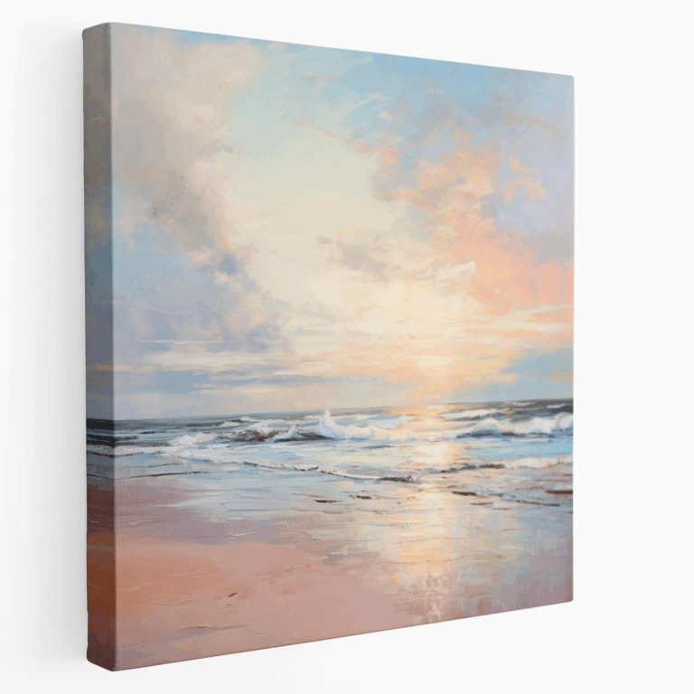 Leinwandbild - Ruhe am Strand bei Sonnenuntergang