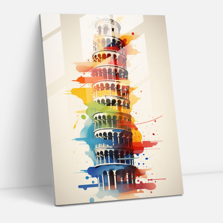 Glasbild Schiefer Turm von Pisa - Modernes Kunstwerk Glaswandkunst