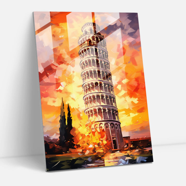 Leaning Tower Of Pisa Impressionist Glasbild - Romantische Darstellung Weiche Pinselstriche