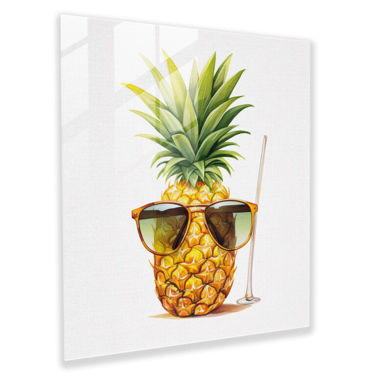 Glasbild Ananas - Ananas Wohnaccessoire Sommer Glasbild