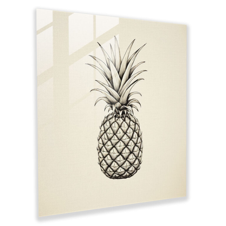 Sleek Ananas Essenz Glasbild - Ananas Wohn-Dekoration minimalistische Linienzeichnung moderne Kunst