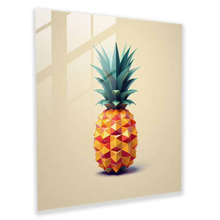 Ananas Geometrie Glasbild - Ananas Glasbild Geometrie Wohnaccessoire