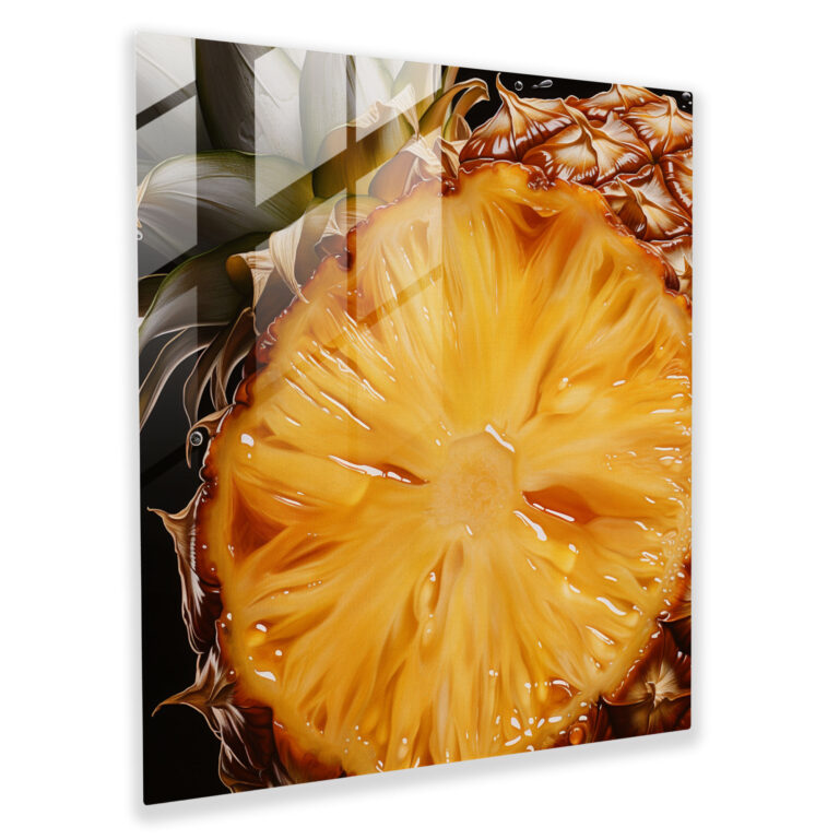 Saftiges Ananas Glasbild - Ananas Glasbild Ölgemälde Scheibe
