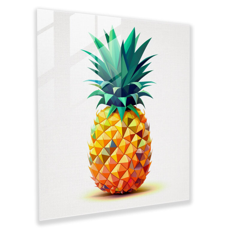 Geometrisches Ananas Glasbild - Ananas Glas Wandkunst Farbenfrohe Dreiecke