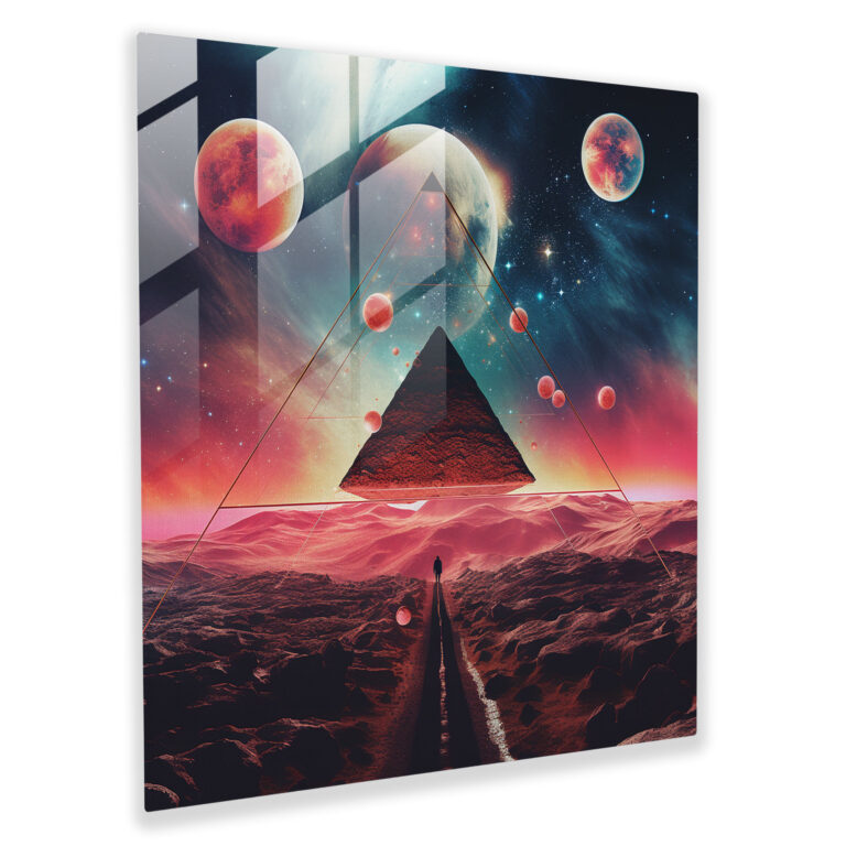 Glasbild Pink Floyd - Kosmische Surreale Kunst - Wanddekoration Glasbild Glas Kunst