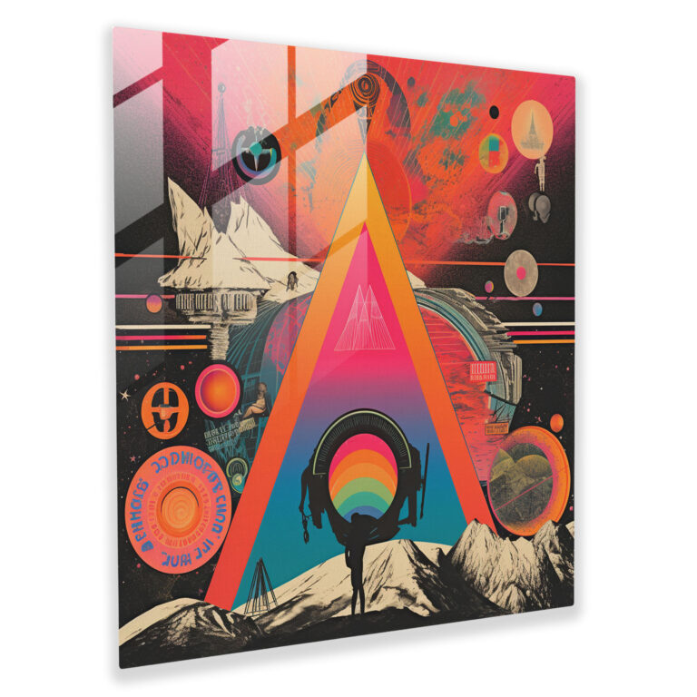 Pink Floyd Glasbild - Retro Collage Konzert Poster - Pink Floyd Design Glas Wandkunst