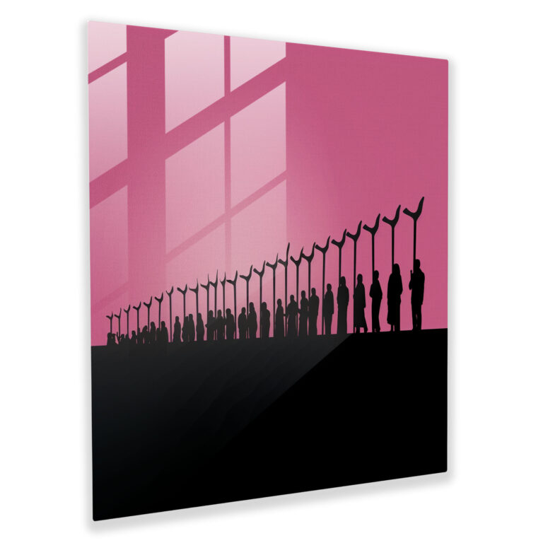 Glasbild Pink Floyd - Minimalistische Marschhämmer - Zuhause Dekoration Glas Wandkunst