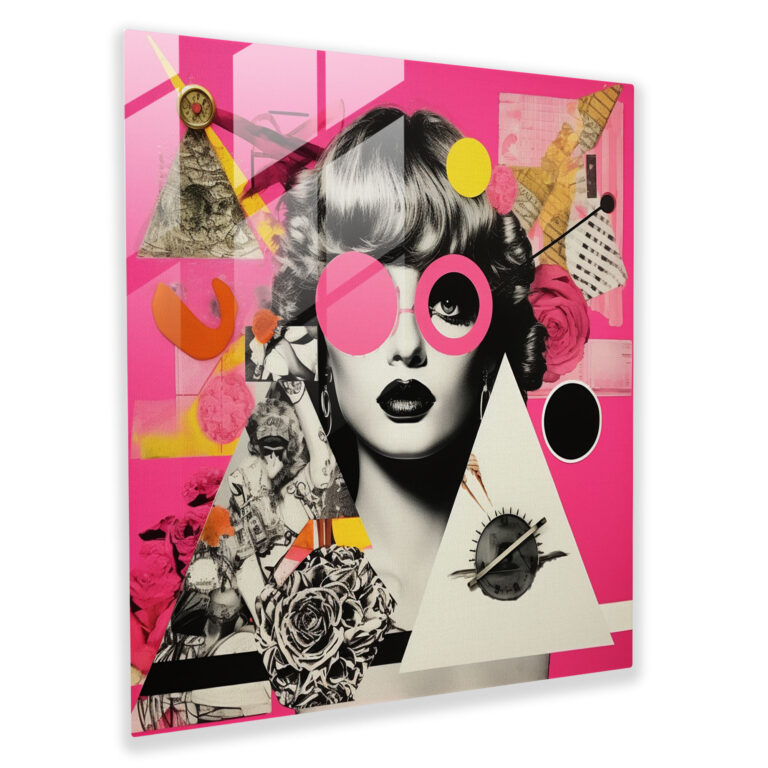 Glasbild Pink Floyd - Pop-Art-Collage - Diskografie Dekoration für Zuhause Glas-Kunst