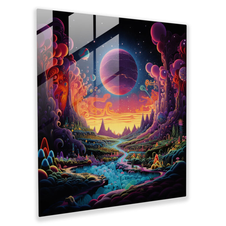 Glasbild Pink Floyd - Kosmische Reise Album Cover - Pink Floyd Anderewelten Elemente Glas Kunst