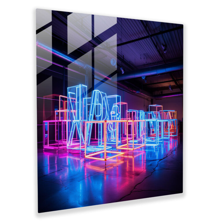 Glasbild Pink Floyd - Neonlichtschild - Modern Art Wanddekoration