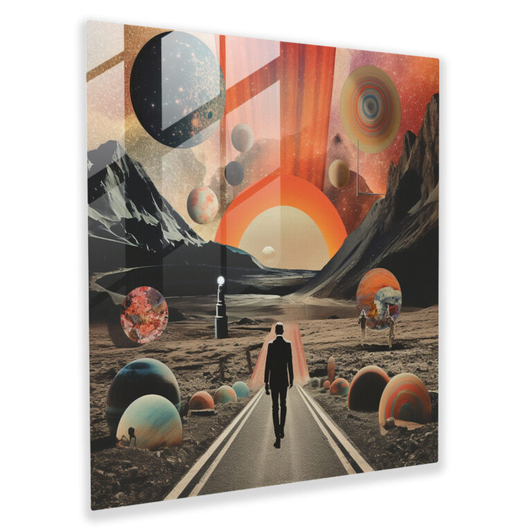 Glasbild Pink Floyd - Surreale Collage - Wanddekoration Collage-Kunstwerk