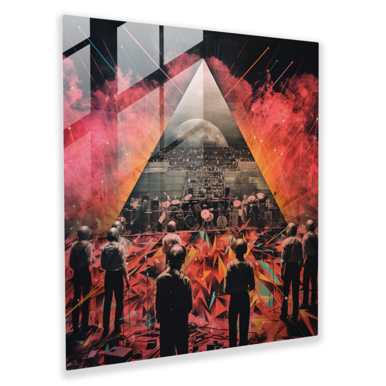 Glasbild von Pink Floyd - Legendäre Konzert-Collage - Pink Floyd Wohn- und Wanddekoration