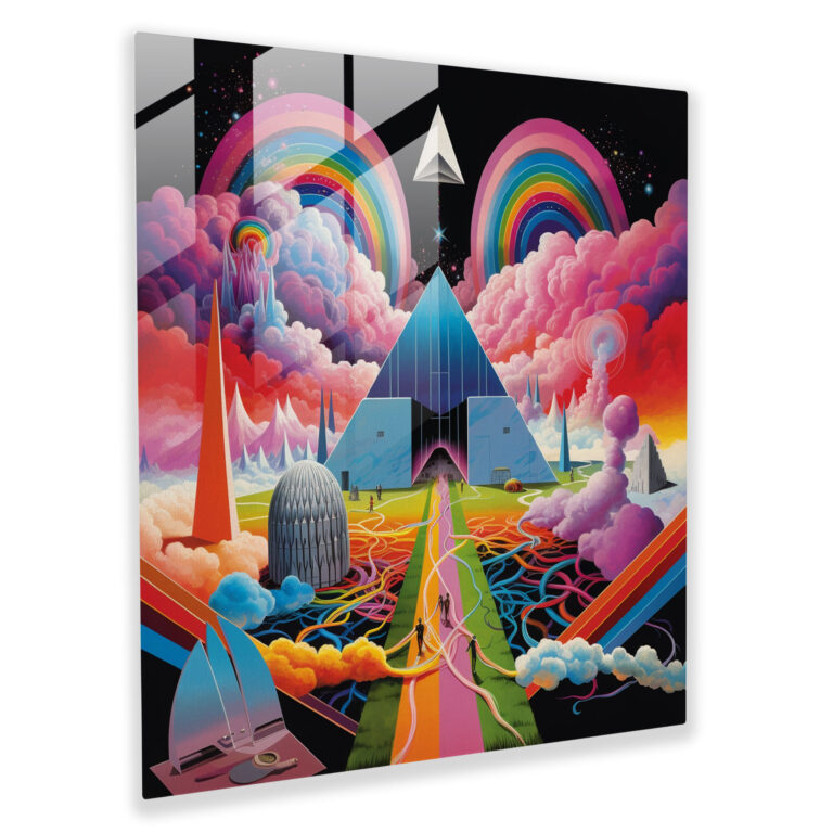 Pink Floyd Glasbild - Psychedelisches Album Cover - Wanddekoration Wohnkultur