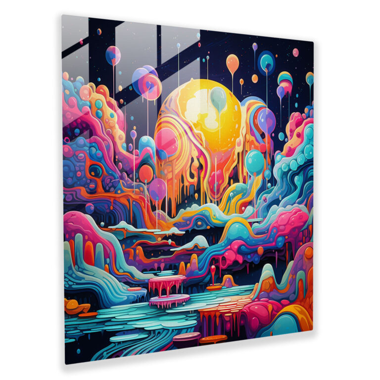 Glasbild Pink Floyd - Psychedelisches Kunstwerk - Wanddekoration - Lebendige Farben - Glaswandkunst