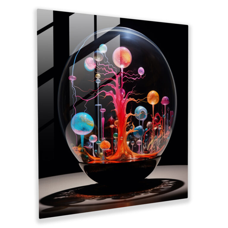 Glasbild Pink Floyd - Surreales psychedelisches Kunstwerk - Pink Floyd Glasbild Wanddekoration psychedelische Symbole
