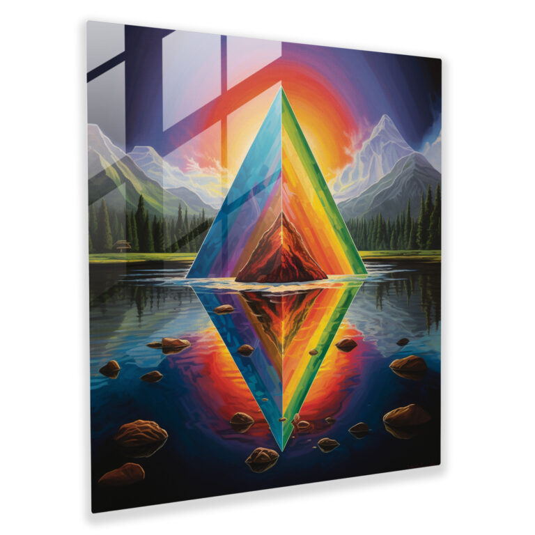 Pink Floyd Regenbogen Prismen Glasbild - Wanddekoration Prismen Regenbogenfarbiges Licht