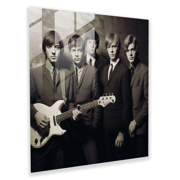 Vintage Band Fotografie von Pink Floyd - Glasbild Wanddekoration